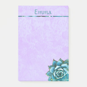 Post-it® Aquarelle succulente sur dentelle lavande
