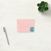 Post-it® Aquarelle Succulente sur dentelle rose pâle (Bureau)