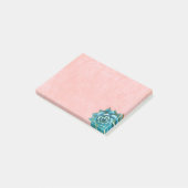 Post-it® Aquarelle Succulente sur dentelle rose pâle (Incliné)
