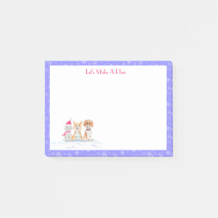 Post-it® Aquarelle Trois Chiots Prêts Pour Noël