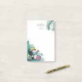 Post-it® Aquarelle Tropical avec Toucan Turquoise ID577 (Sur un bureau)