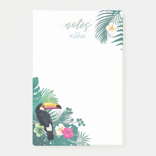 Post-it® Aquarelle Tropical avec Toucan Turquoise ID577 (Devant)