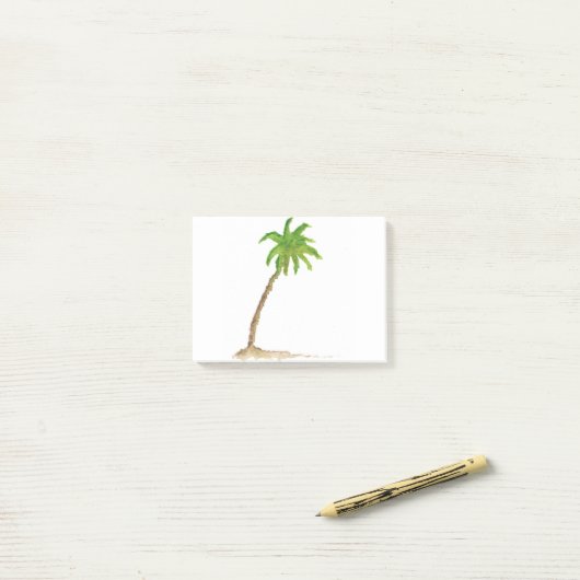 Post-it® Aquarelle Tropical Beach Palm Tree (Sur un bureau)