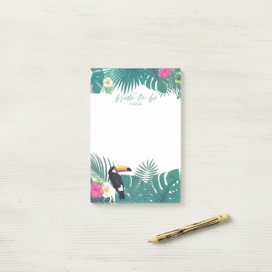 Post-it® Aquarelle Tropical Bride-to-Be Turquoise ID577 (Sur un bureau)