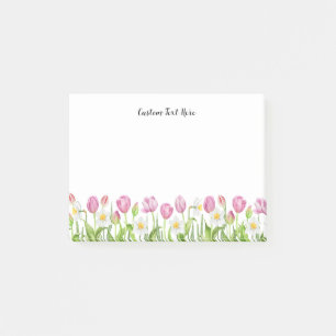 Post-it® Aquarelle Tulipes roses Texte personnalisé Post-it