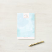 Post-it® Aquarelle Turquoise bleu moderne (Sur un bureau)