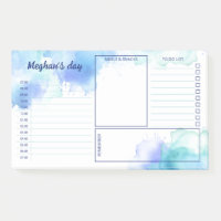 Aquarelle Turquoise bleue Taches Planteuse quotidi