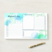Post-it® Aquarelle Turquoise Vert Taches Planner Quotidien (Sur un bureau)