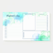 Post-it® Aquarelle Turquoise Vert Taches Planner Quotidien (Devant)