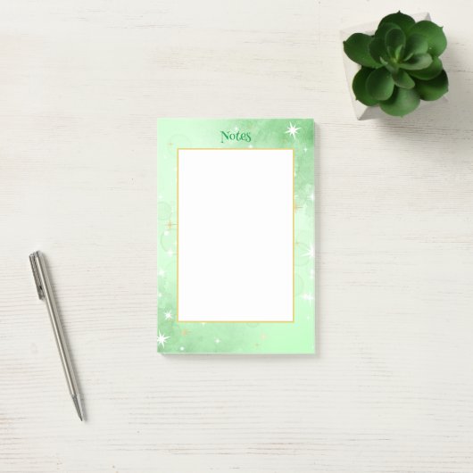 Post-it® Aquarelle verte aux étoiles dorées (Bureau)