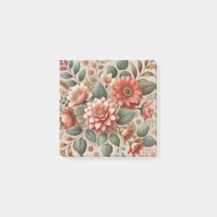 Post-it® Aquarelle verte en terre cuite Floral Printemps pa
