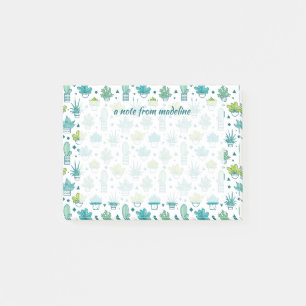 Post-it® Aquarelle verte et bleue Motif succulent
