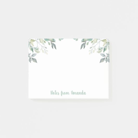 Post-it® Aquarelle verte Feuille Eucalyptus Notes post-it (Devant)