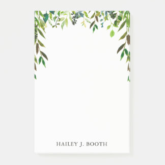 Post-it® Aquarelle verte Feuilles Floral Draps Wreath Notes