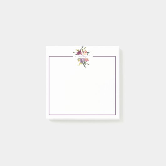 Post-it® Aquarelle violette et rouge florale personnalisée (Devant)