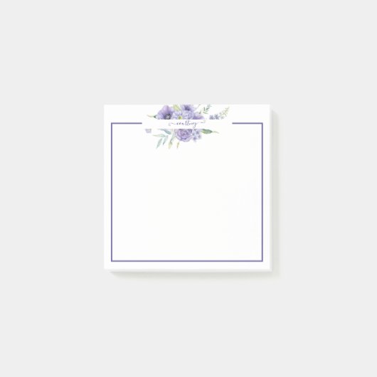 Post-it® Aquarelle violette florale personnalisée (Devant)