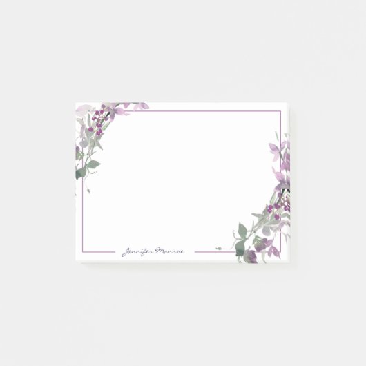 Post-it® Aquarelle violette florale personnalisée (Devant)