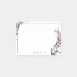Post-it® Aquarelle violette florale personnalisée