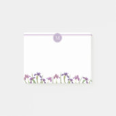 Post-it® Aquarelle violette Iris 4" x 3" Monogramme botaniq (Devant)