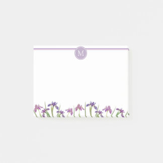 Post-it® Aquarelle violette Iris 4" x 3" Monogramme botaniq