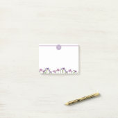 Post-it® Aquarelle violette Iris 4" x 3" Monogramme botaniq (Sur un bureau)