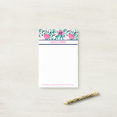 Post-it® Aquarelles Fleurs roses Feuilles vertes (Sur un bureau)