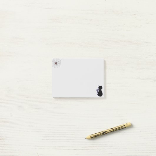 Post-it® Araignée d'Halloween et chat noir (Sur un bureau)