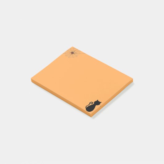 Post-it® Araignée d'Halloween et chat noir sur orange (Incliné)