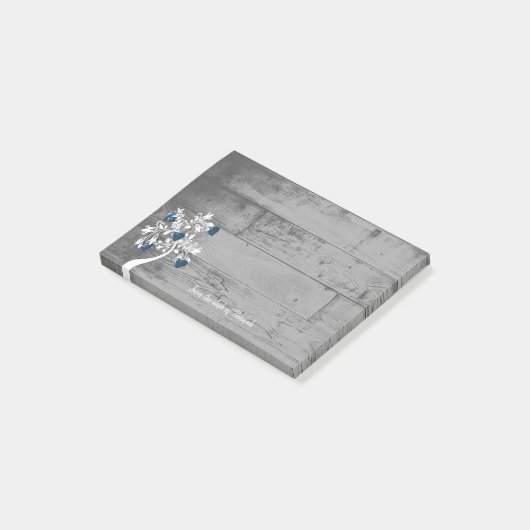 Post-it® Arborescence des coeurs bleus Notes personnalisées (Incliné)