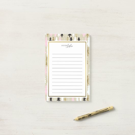 Post-it® Arbre chic une note de bloc - notes de monogramme (Sur un bureau)