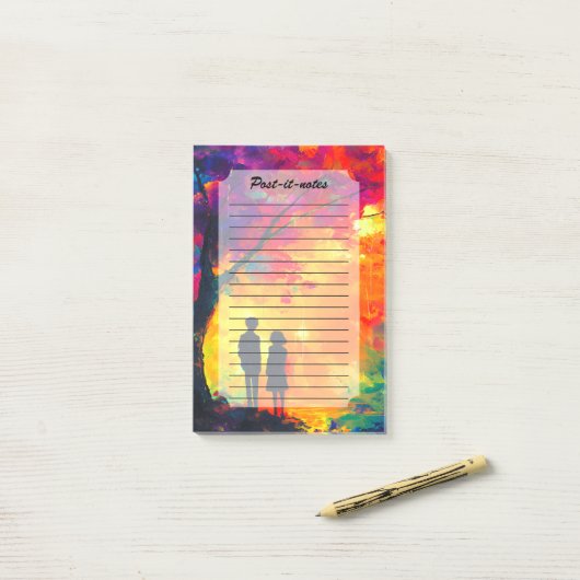 Post-it® Arbre coloré d'amour (Sur un bureau)