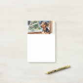 Post-it® Arbre de Noël Dachshund Saucisse Chien Aquarelle (Sur un bureau)