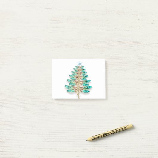 Post-it® Arbre de Noël des libellules (Sur un bureau)