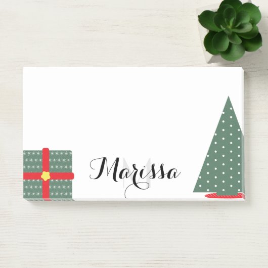 Post-it® Arbre de Noël et Monogramme actuel Initiale (Bureau)