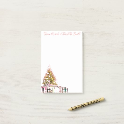 Post-it® Arbre de Noël et présents (Sur un bureau)