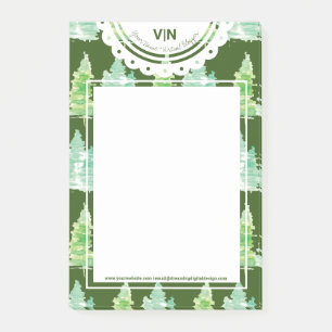 Post-it® Arbres de Noël aquarelles initiale nom