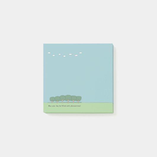 Post-it® Arbres et nuages dans un paysage amusant 3 x 3 (Devant)
