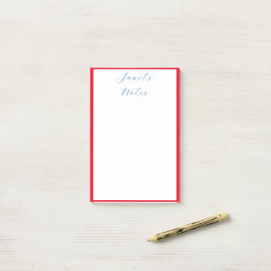 Post-it® Arêtes Bordures Rouges Nom Monogramme Personnalisé