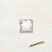 Post-it® Argent rose blanc Floral Post it Notes (Sur un bureau)