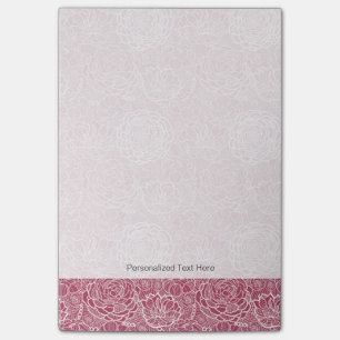 Post-it® Arrière - plan bleu de motif de fleurs de dentelle