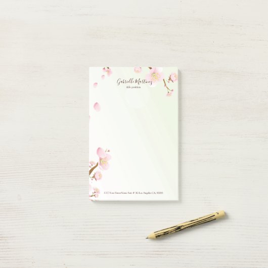 Post-it® Arrière - plan de fleurs de poitrine (Sur un bureau)