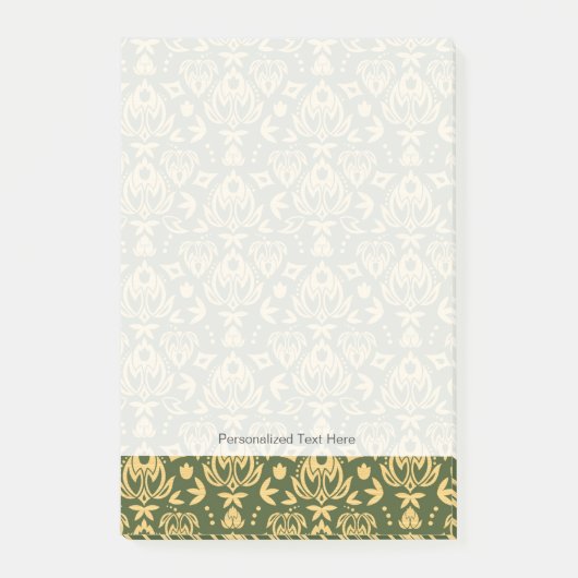 Post-it® arrière - plan en bois de damas à fleurs (Devant)