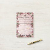 Post-it® Arrière - plan en bois vert monogramme personnalis (Sur un bureau)