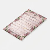 Post-it® Arrière - plan en bois vert monogramme personnalis (Incliné)