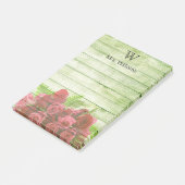 Post-it® Arrière - plan en bois vert monogramme personnalis (Incliné)