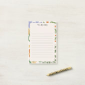Post-it® Arrière - plan floral chic rose vert (Sur un bureau)