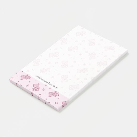 Post-it® arrière - plan Nounours rose (Incliné)
