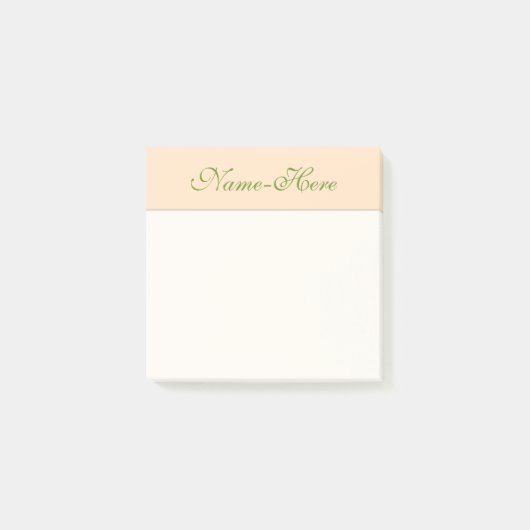 Post-it® Arrière - plan simple, bisque et vert Nom (Devant)