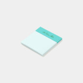 Post-it® Arrière - plan simple de turquoise avec le nom (Incliné)