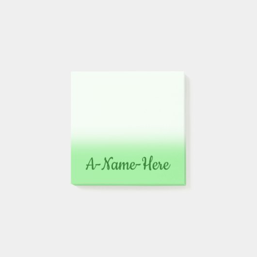 Post-it® Arrière - plan vert clair simple avec le nom (Devant)